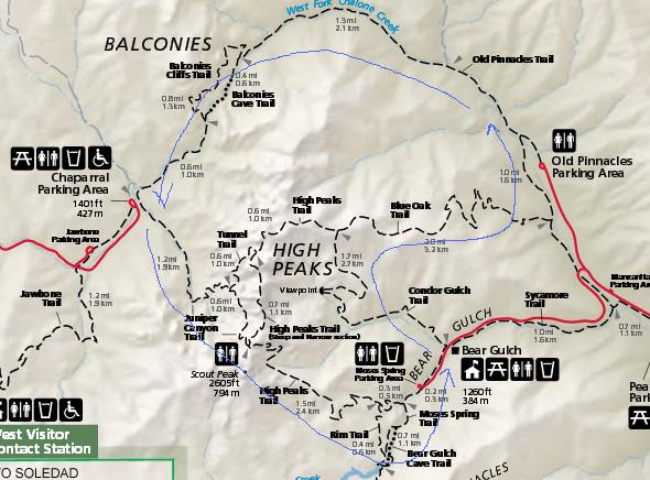 Pinnacles National Park Trail Map Pinnacles National Park